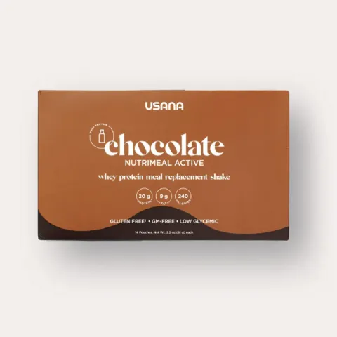 Official packaging for Nutrimeal Active Chocolate (14 Single-Serving Packets).