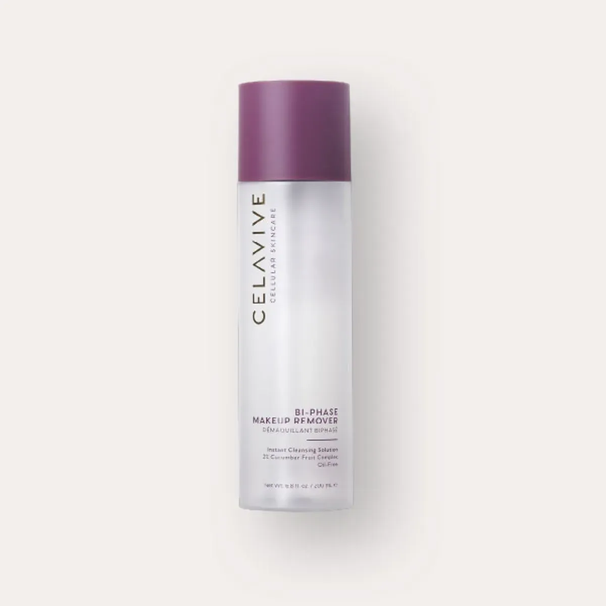 Official packaging for Celavive Bi-Phase Makeup Remover: Daily clean.